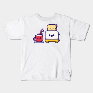 Cute Coffee With Toaster Bread Kids T-Shirt